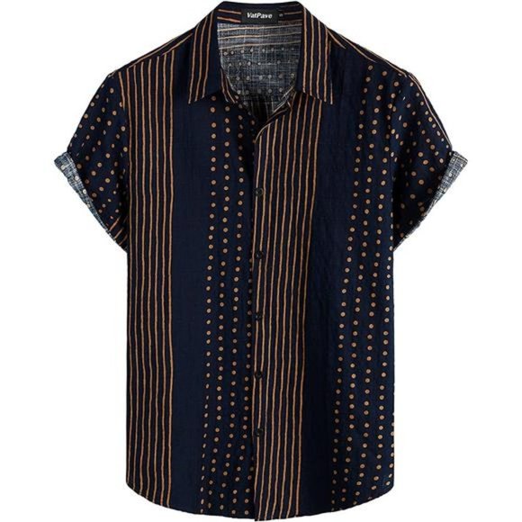 Other - Mens Summer Tropical Shirts Short Sleeve Navy Strip